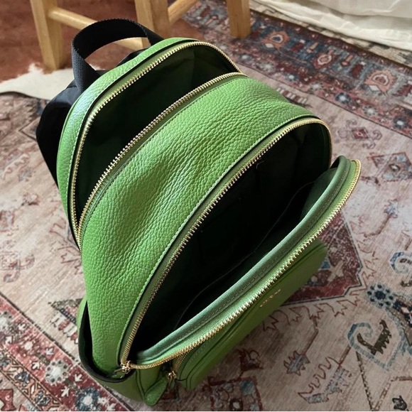 Coach “Court” Large Leather Neon Green Backpack With Two Zipped Compartments - Picture 5 of 8